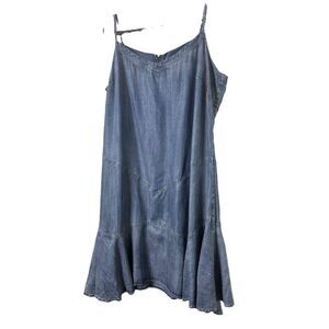 Standards And Practices Slip Dress 100% Tencel 2X Blue Denim  Spaghetti Straps